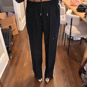Zara Athleisure Trouser pant, black with with stripe, drawstring, size S